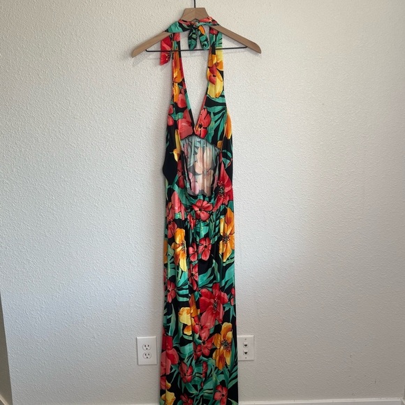 Kisses & Hugs Womens 2X Tropical Stretch Jersey Knit Floral Hawaiian Maxi Dress - Picture 8 of 9
